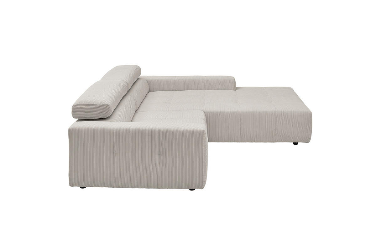 ECKSOFA RENO Silber Cord - Silberfarben/Schwarz, Kunststoff/Textil (258/217cm) - KAWOLA