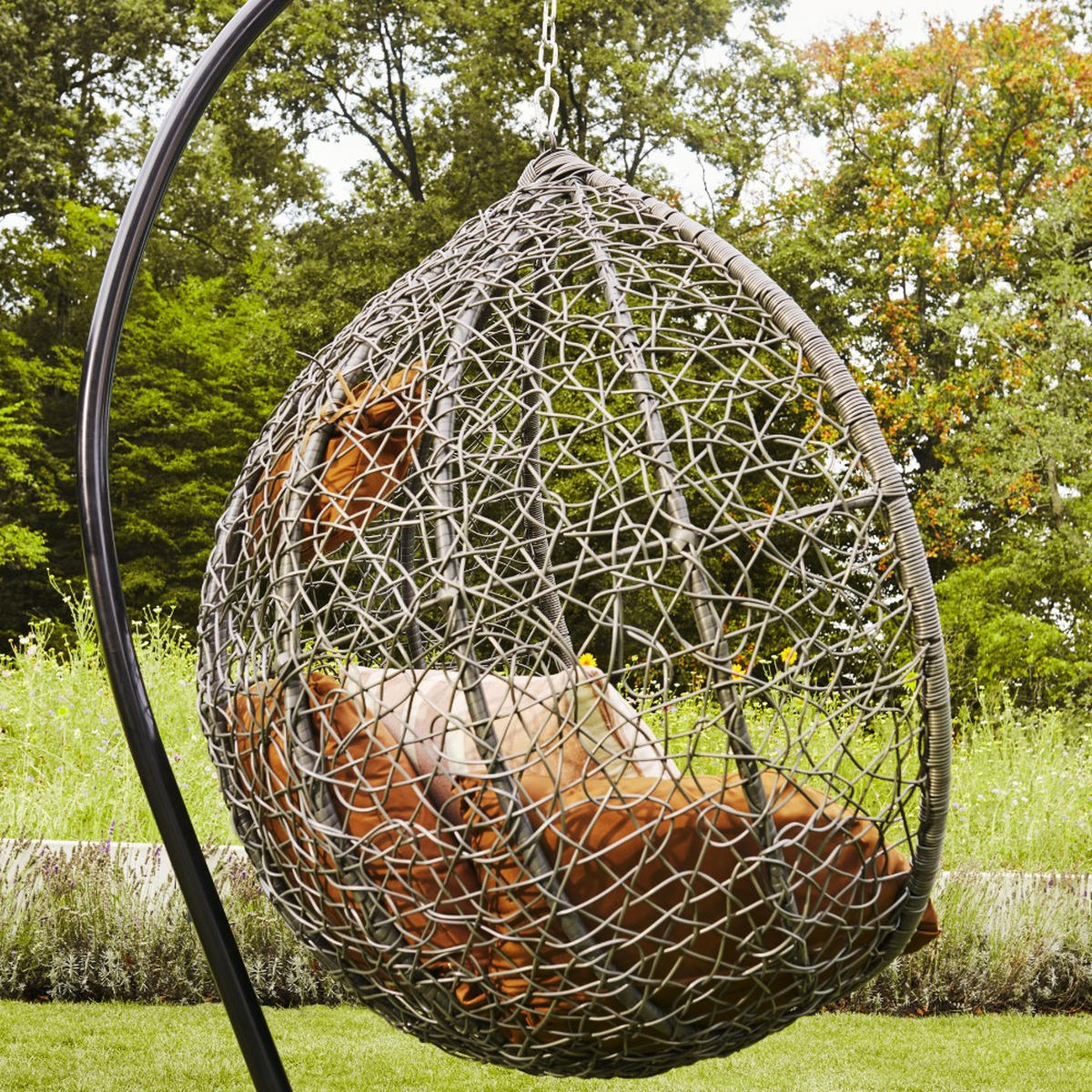 HÄNGESESSEL CIELO - Farbe: Braun, Ausstattung: Mit Regenabdeckung - Grau, Kunststoff (104/200/104cm) - Home Deluxe