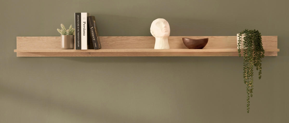 WANDBOARD Eiche, Wandregal 195 cm - Kaschmir/Eichefarben, Holzwerkstoff (195/15/17cm) - Furn.Design