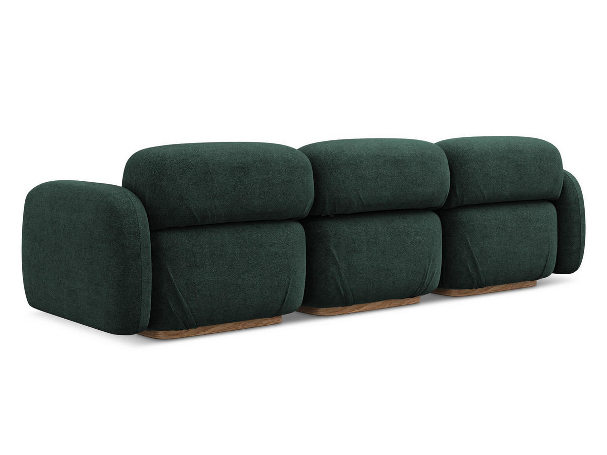 4-SITZER-SOFA Bouclé Stoff Grün - Dunkelgrün/Braun, Holz/Textil (270/73/95cm) - Makamii