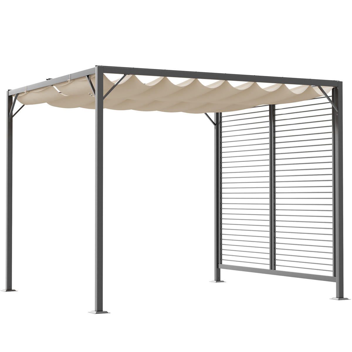 PAVILLON, Pergola, Polyester, Beige - Dunkelgrau/Beige, Kunststoff/Metall (280/238/300cm) - Outsunny