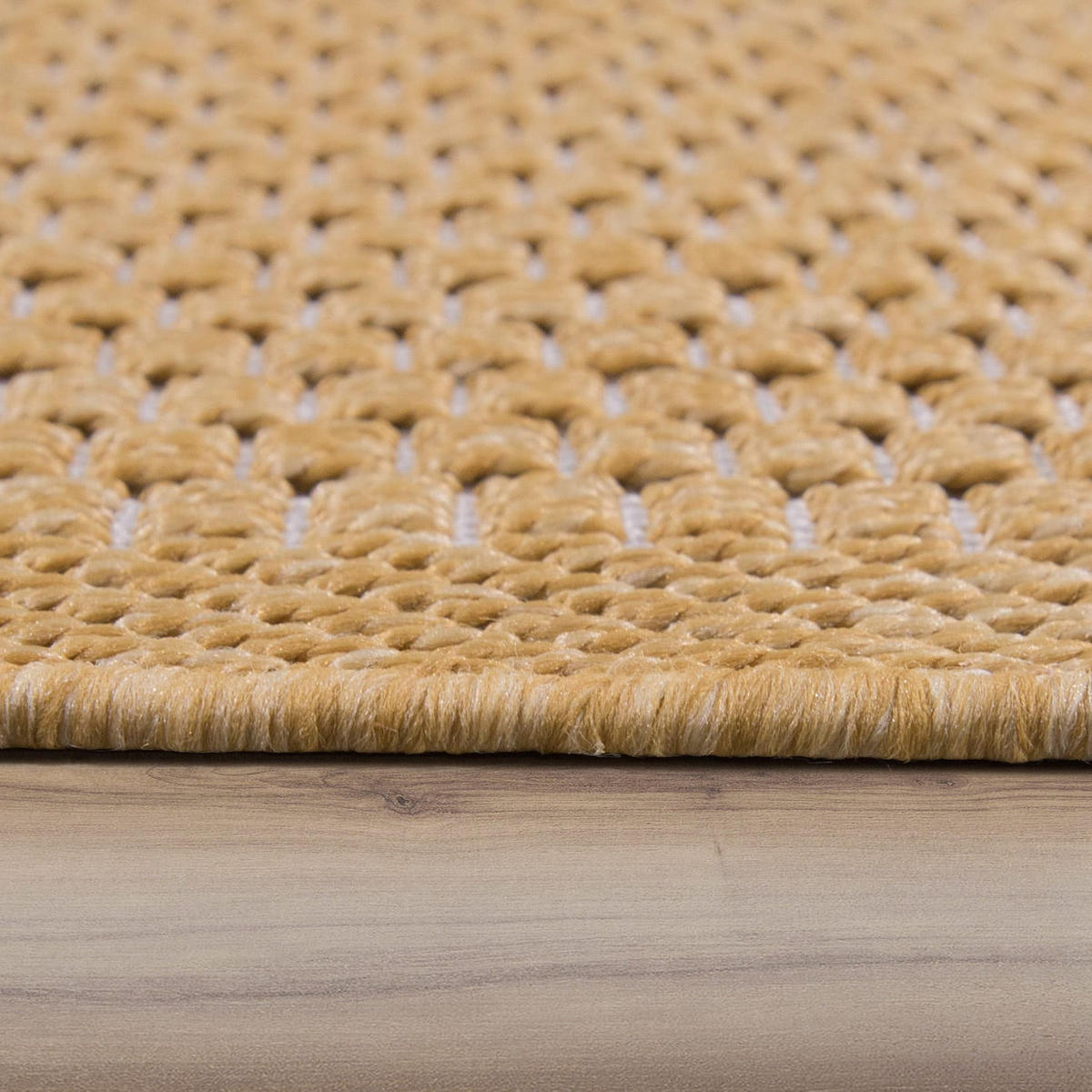 TEPPICH Outdoor Natur Balkon, Terrasse schmutzabweisend Senf Rechteckig 160x220 - Gelb, Textil (160/220cm) - KADIMA DESIGN