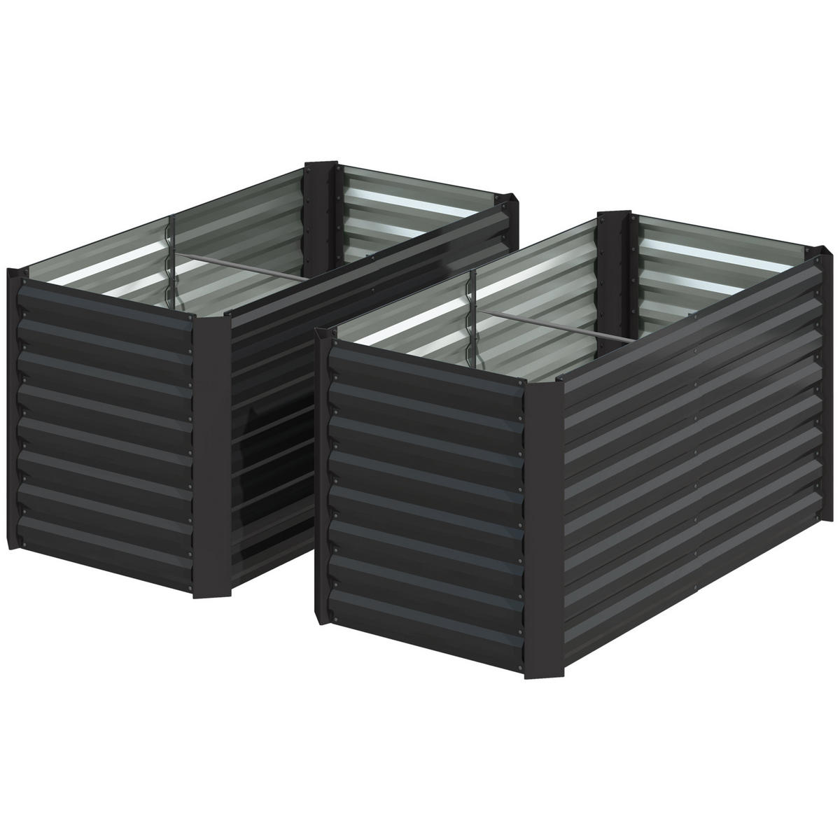 HOCHBEET-SET DE-12168 2er-Set 120/60/60 cm, offener Boden Dunkelgrau - Dunkelgrau, Metall (120/60/60cm) - ComfortXL