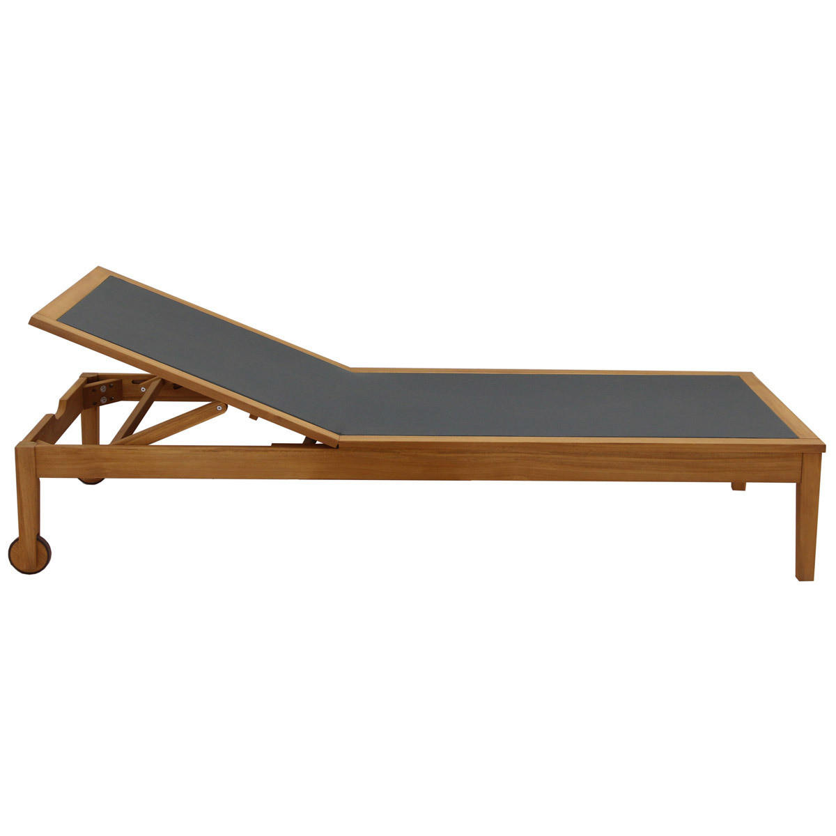 SONNENLIEGE Dunkelgrau Massivholz 2er-Set NAVEEN - Grau, Textil (75/100/195cm) - Miliboo