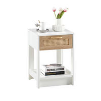 NACHTTISCH Rattan 40/55/40 cm mit Schublade Weiß - Weiß, Holz (40/55/40cm) - Kaket