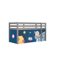 KINDERBETT Karolina 210x114x106 Massivholz Grau Textilset Spaceman - Pastellblau/Grau, Holz (90/200cm) - 58aufmkessel