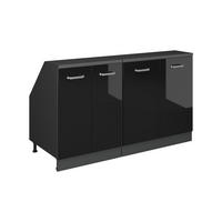 KUCHYNSKÁ SKRIŇA PRE ŠIKMÉ STRECHY R-Line Čierny vysoký lesk 140 cm Súprava 2 korpusov skrine hĺbka 60 cm - antracitová/čierna s vysokým leskom, kompozitné drevo (140/83.8/60cm) - Vicco
