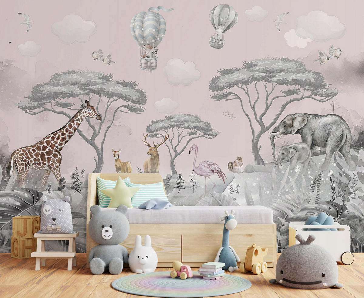 FOTOTAPETE Kinderzimmer Dschungel Vliestapete Tapete 400x280 - Multicolor, Papier (400/280cm) - Wallarena