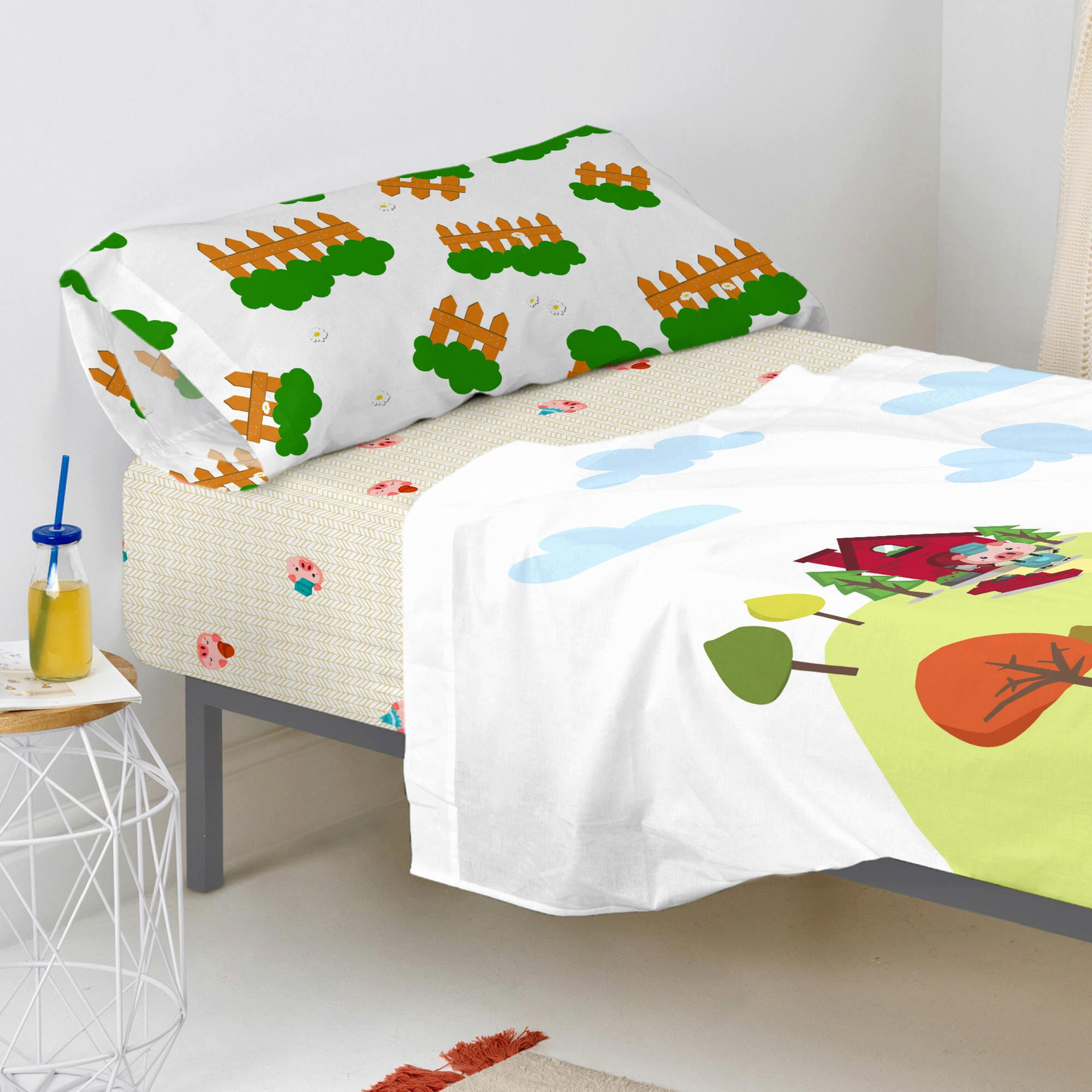 SPANNBETTTUCH piggys 105x200x32 cm mehrfarbig - Multicolor, Textil (105/200cm) - Happy Friday