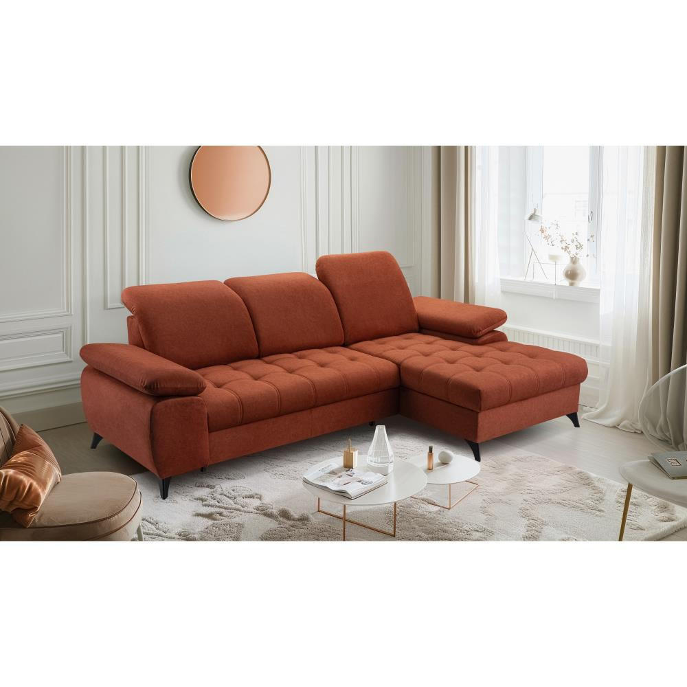 ECKSCHLAFSOFA Bello dunkelrot rechts - Schwarz/Dunkelrot, Textil (265/156cm) - Beautysofa