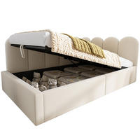 SCHLAFSOFA 90/200 cm in Beige Samt mit Bettkasten - Beige, Holzwerkstoff/Textil (90/200cm) - WISHDOR