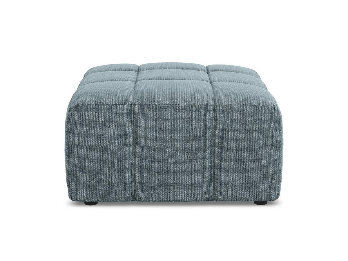 POUF Bouclé Stoff Blau - Blaugrau/Schwarz, Holzwerkstoff/Kunststoff (75/41/90cm) - Makamii