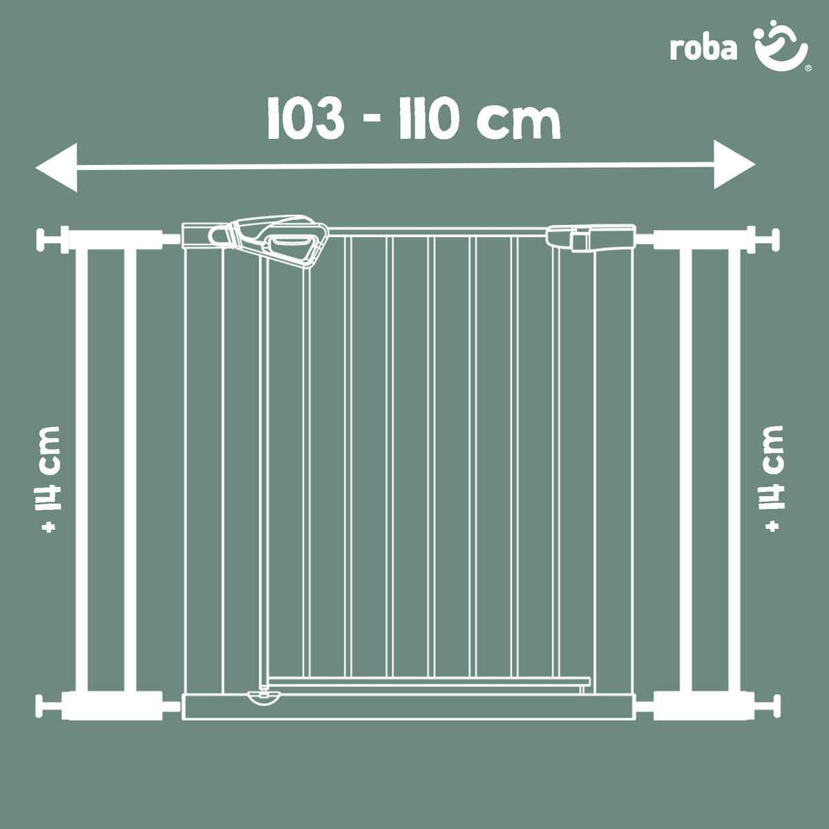 SCHUTZGITTERVERLÄNGERGUNG easySafe+ 14 cm - Weiß, Metall (17/2.7cm) - Roba