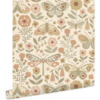 TAPETE Blumen & Schmetterlinge 50 x 900 cm - Beige, Papier (50/0.1cm) - ESTAhome