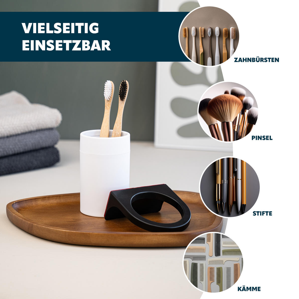 BAD-ACCESSOIRES-SET (4er-Set) SAVONA, Soft-Touch, weiß - Weiß, Kunststoff (19/24.5/19cm) - bremermann