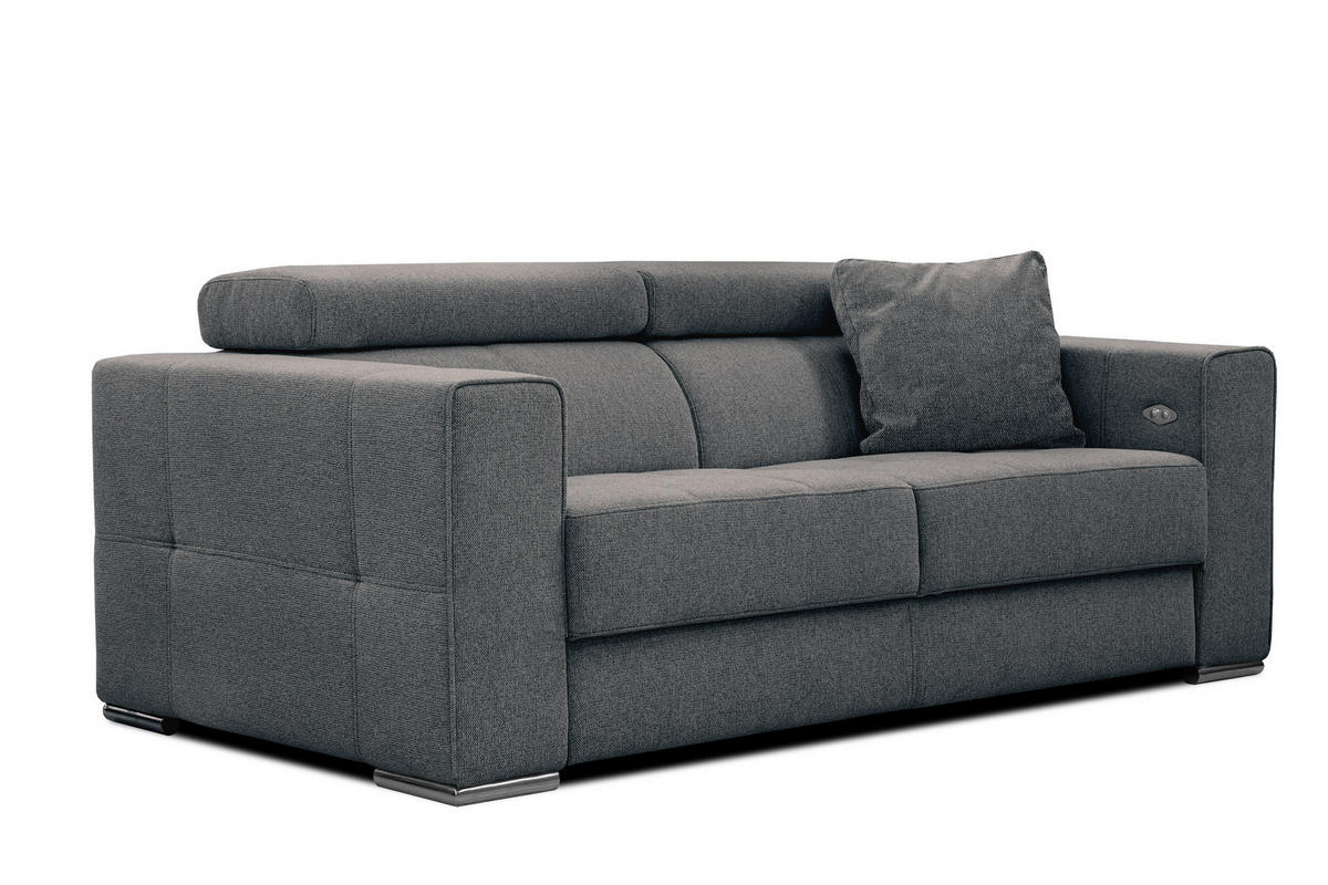 SOFA QUARTZ 3-Sitzer mit Ausziehsitz, dunkelgrau - Dunkelgrau, Holzwerkstoff/Textil (202/80/102cm) - Courtois Laville