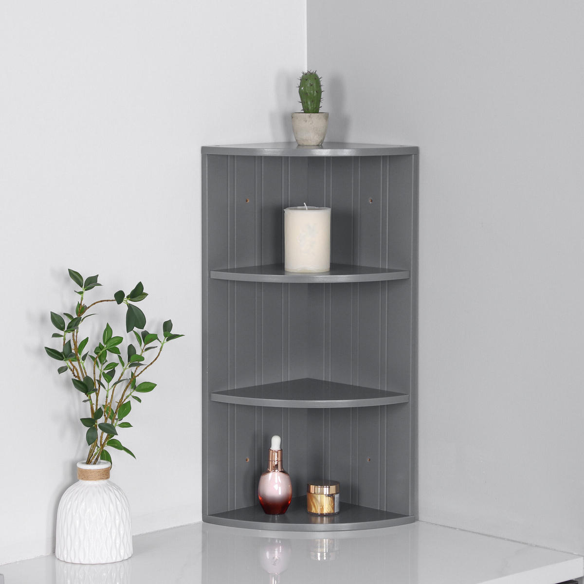 ECKREGAL - Grau, Holzwerkstoff (35/62/25cm) - Relaxdays