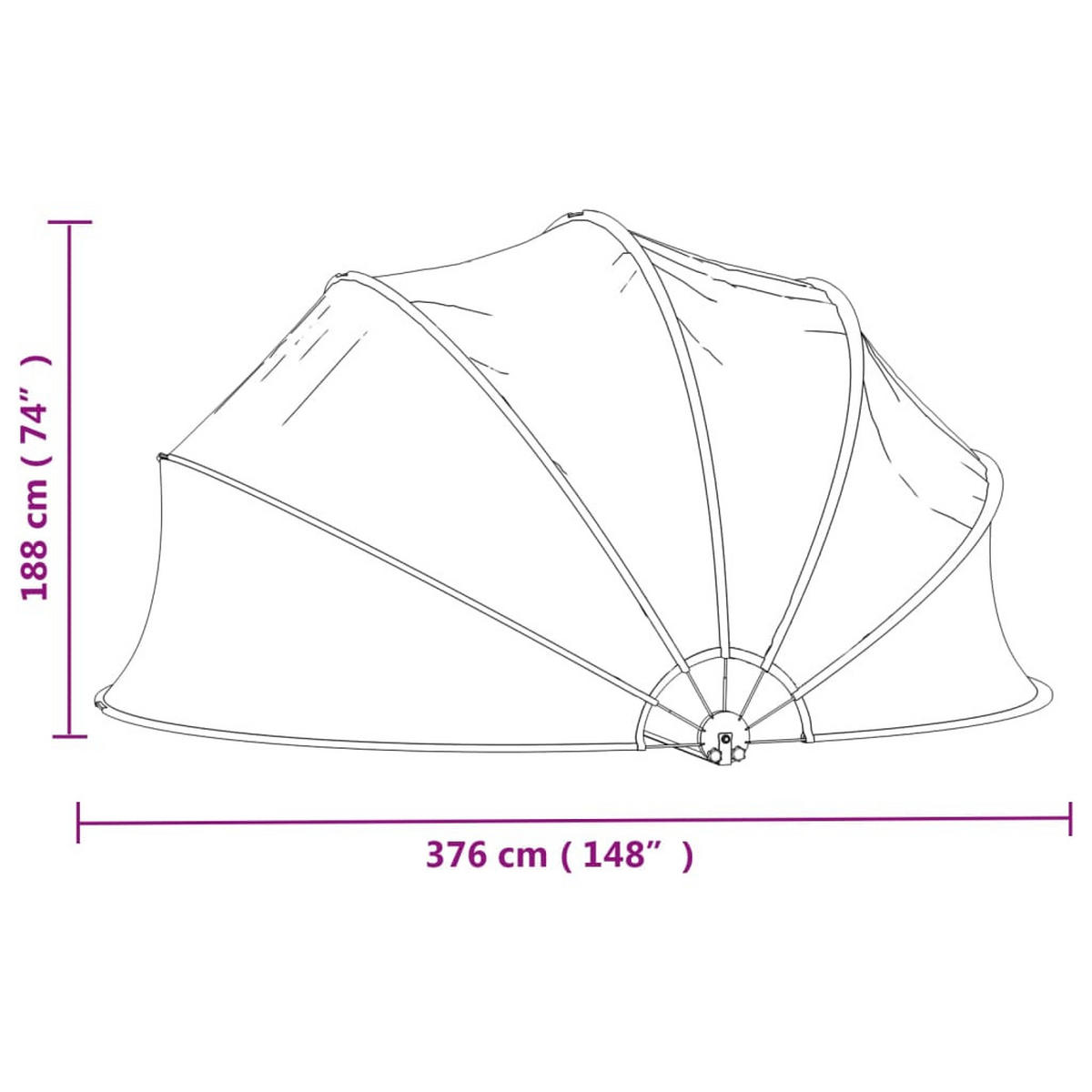 POOL-KUPPEL Rund 376/188 Cm Pvc - Transparent, Kunststoff (376/376cm) - vidaXL