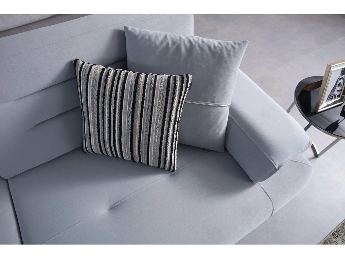 SOFA Toledo 2-Sitzer Samtstoff Hellgrau - Hellgrau, Textil/Metall (190/88/103cm)