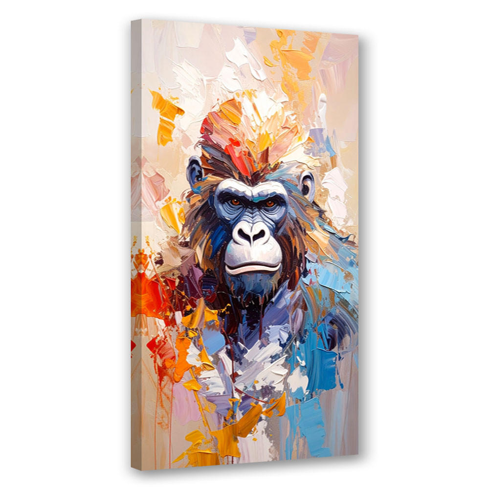 LEINWANDBILD Bunte Gorilla-Abstraktmalerei 60x120cm - Multicolor, Textil (60/120cm) - Feeby