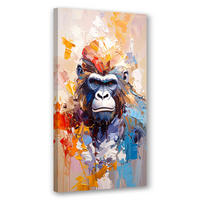 LEINWANDBILD Bunte Gorilla-Abstraktmalerei 60x120cm - Multicolor, Textil (60/120cm) - Feeby
