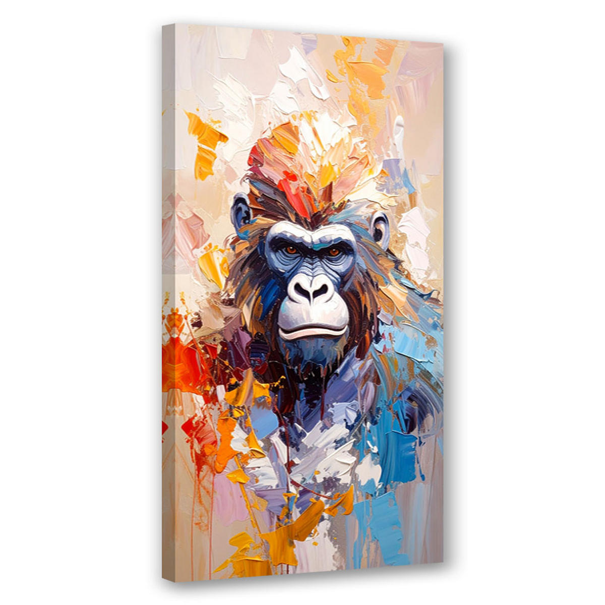 LEINWANDBILD Bunte Gorilla-Abstraktmalerei 60x120cm - Multicolor, Textil (60/120cm) - Feeby