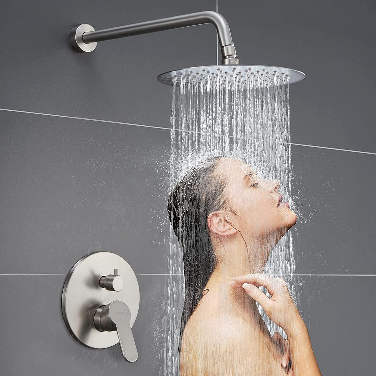 REGENDUSCHE 20 cm Edelstahl Chrom mit Anti-Kalk-Düsen - Silberfarben, Metall (20/12.7/20cm)