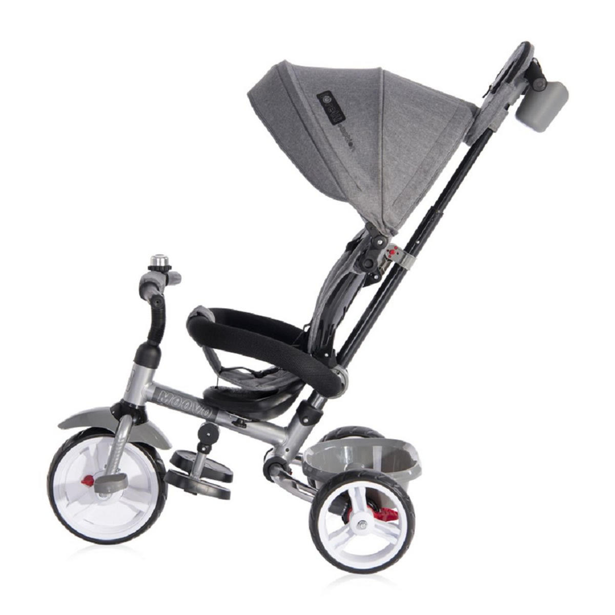 DREIRAD Moovo hellgrau EVA-Reifen faltbar Lenkstange Becherhalter verstellbar - Hellgrau, Metall (120/55/104cm) - Lorelli