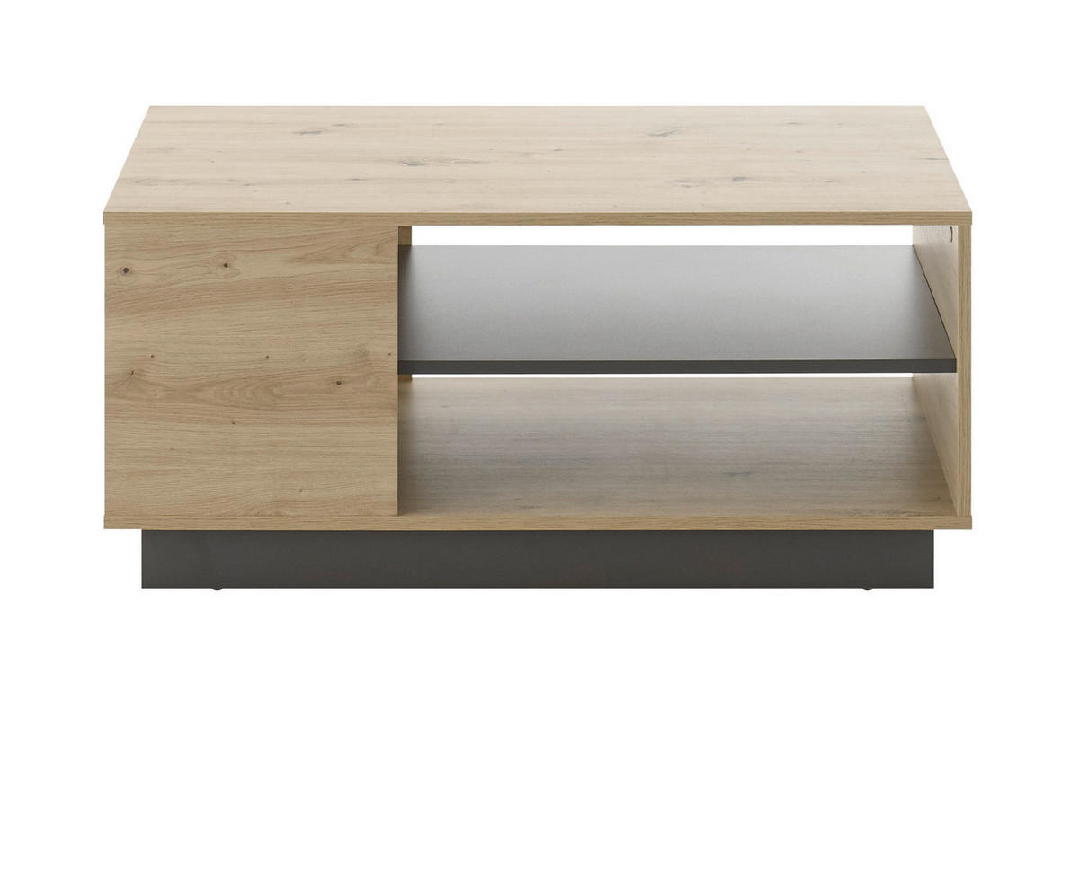 COUCHTISCH Eiche Artisan, Graphit grau 100 cm, Wohnzimmertisch mit Stauraum - Eiche Artisan/Grau, Holzwerkstoff/Metall (100/60/46cm) - Furn.Design