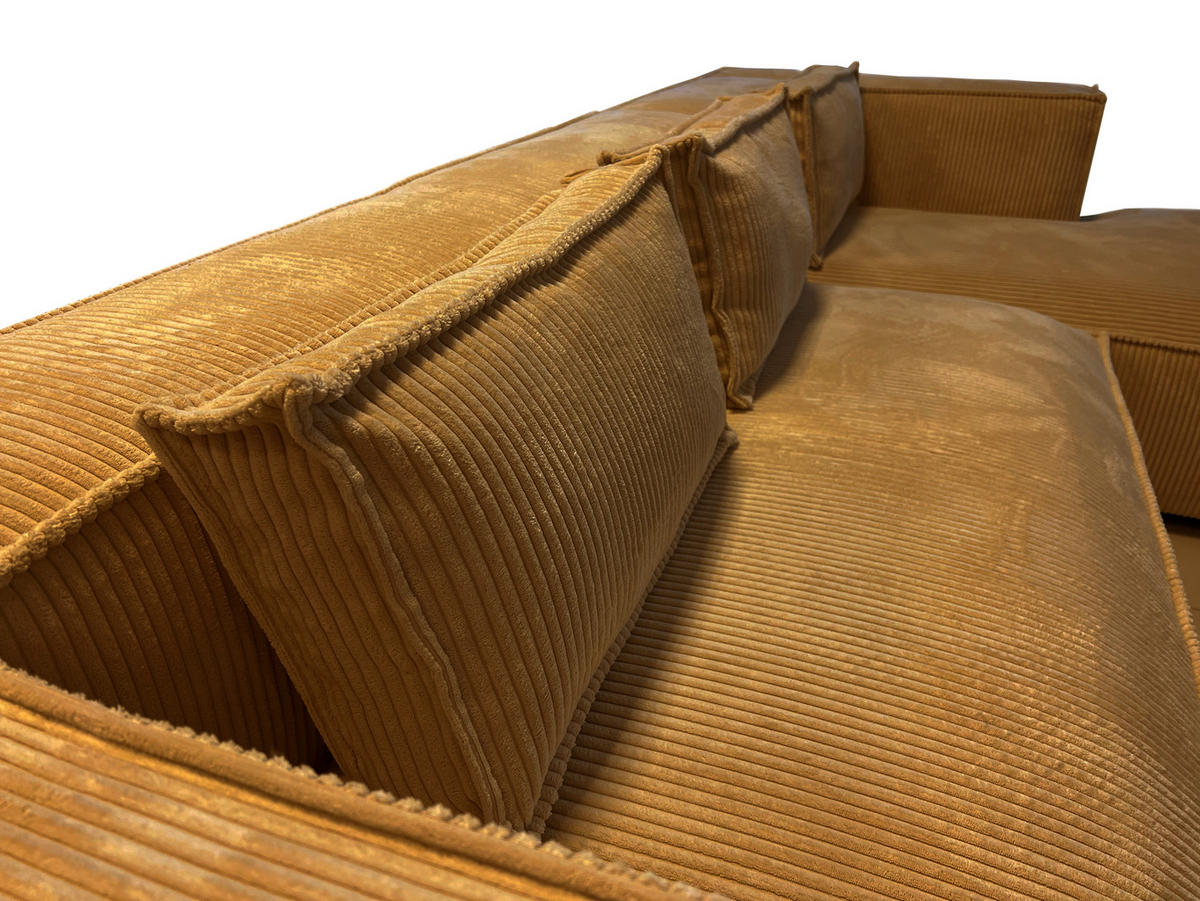 ECKSOFA Nova Honig Cord, Ottomane rechts - Schwarz/Honig, Holz/Kunststoff (262/176cm) - S-Style Möbel