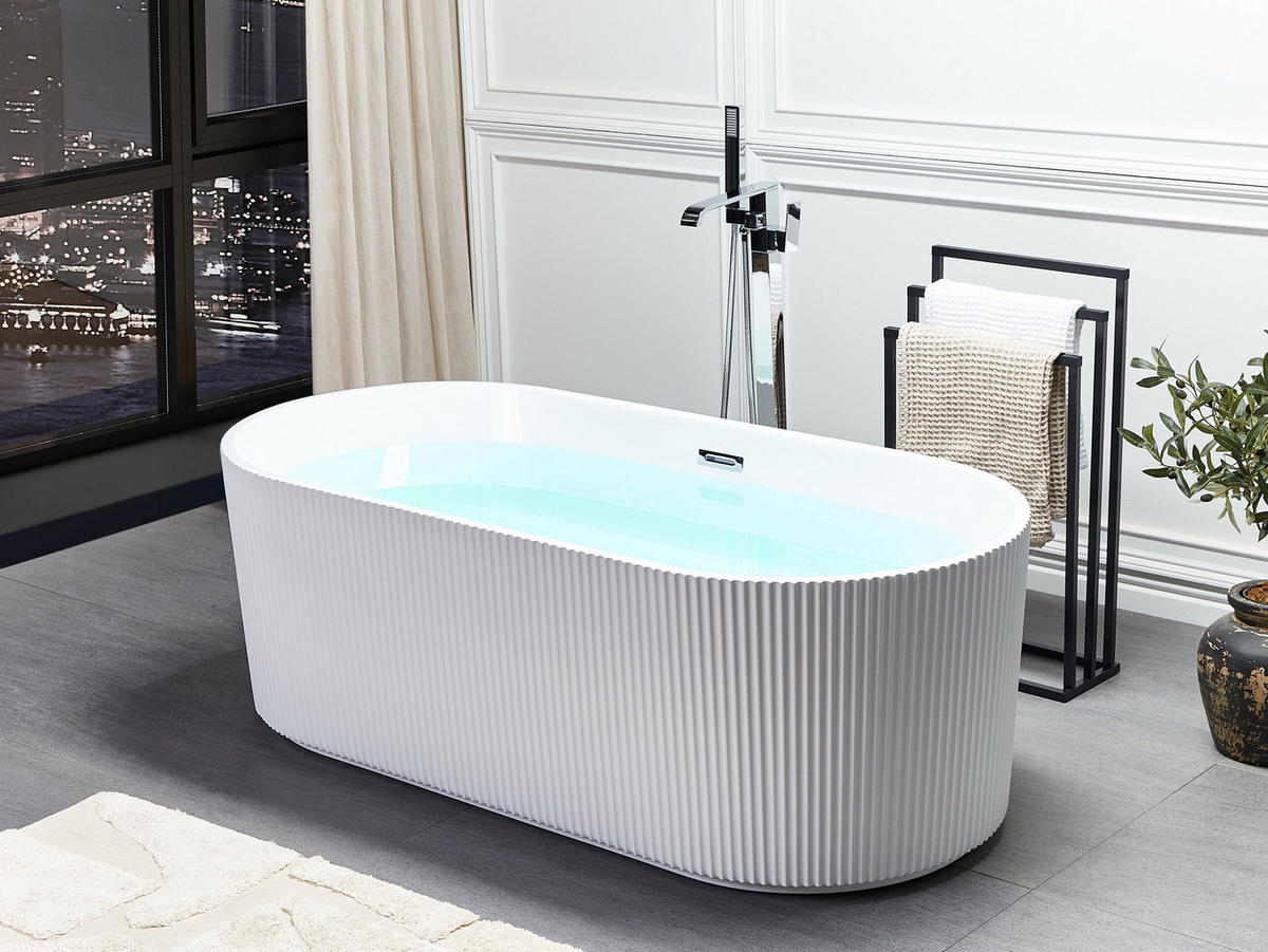 FREISTEHENDE BADEWANNE 80x169x58 cm weiß Gocta - Weiß, Kunststoff (80/58/169cm) - Beliani