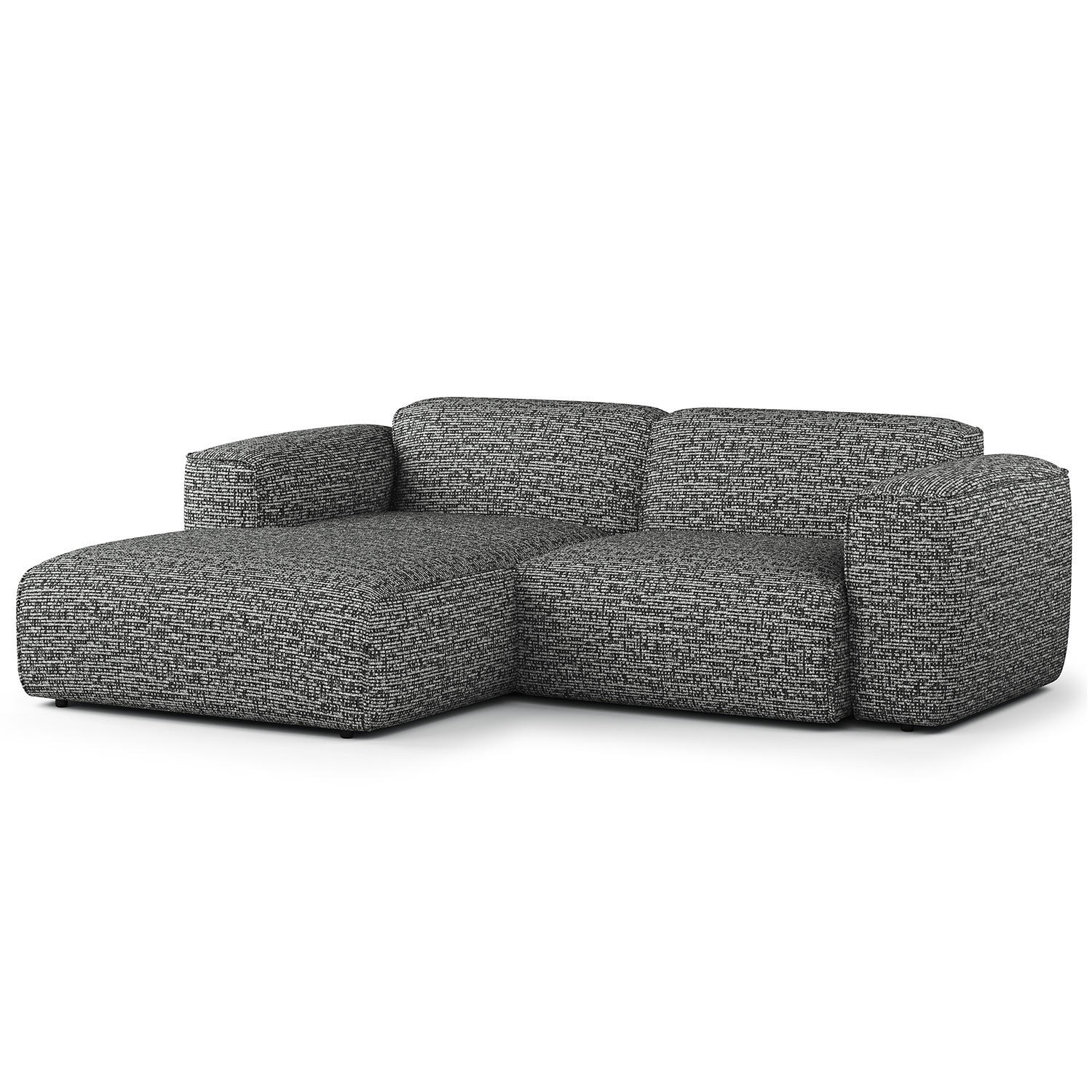 ECKSOFA mit XL-Longchair - Schwarz/Grau, Kunststoff/Textil (260/171cm) - home24