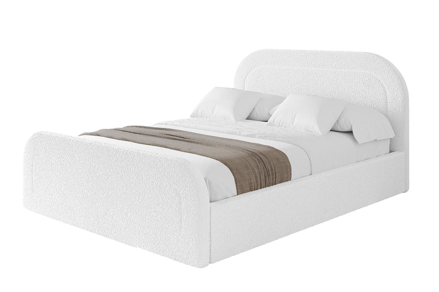 POLSTERBETT mit Bettkasten, Fußteil und Lattenrost, Boxbett mit Matratze H3/H4 - LERAY-Z 180x200 Weiß - Weiß, Holzwerkstoff/Textil (180/200cm) - ALTDECOR