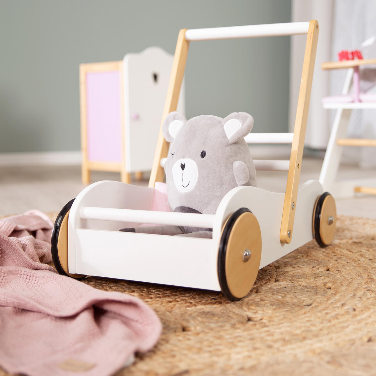 PUPPENWAGEN Scarlett - Weiß, Holzwerkstoff (29/45/56cm) - Roba