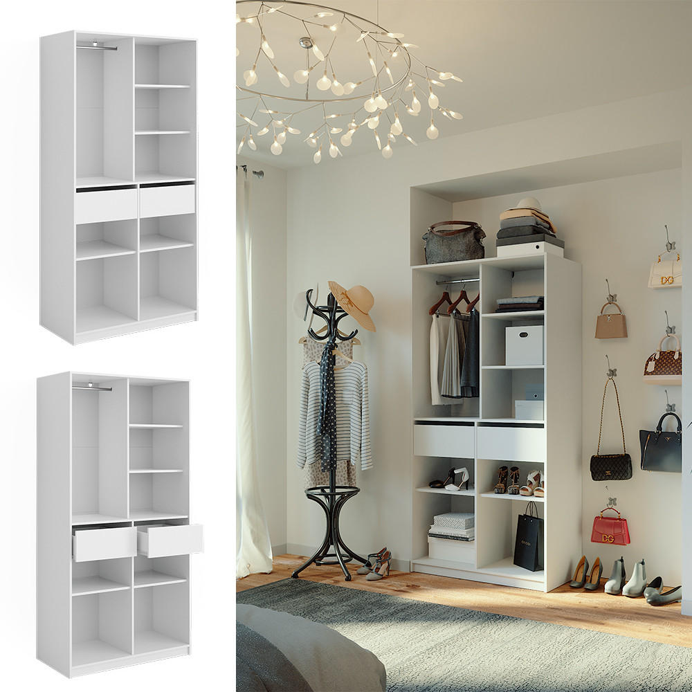 KLEIDERSCHRANK Elmo Weiß 100 x 200 cm mit 2 Schubladen - Weiß, Holzwerkstoff (100/200/50cm) - Vicco