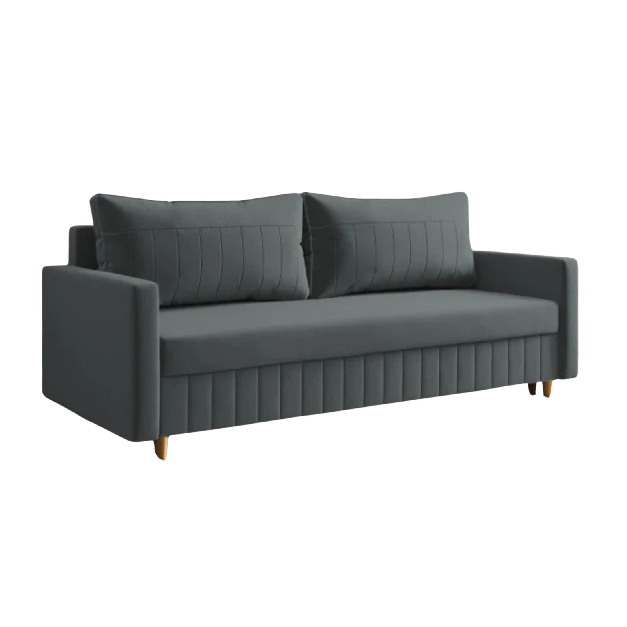 SCHLAFSOFA MARO, Sofa mit Schlaffunktion und Bettkasten, Farbe: Dunkelgrau, Veloursstoff - Dunkelgrau, Textil (217/92/85cm) - Sepro Meble