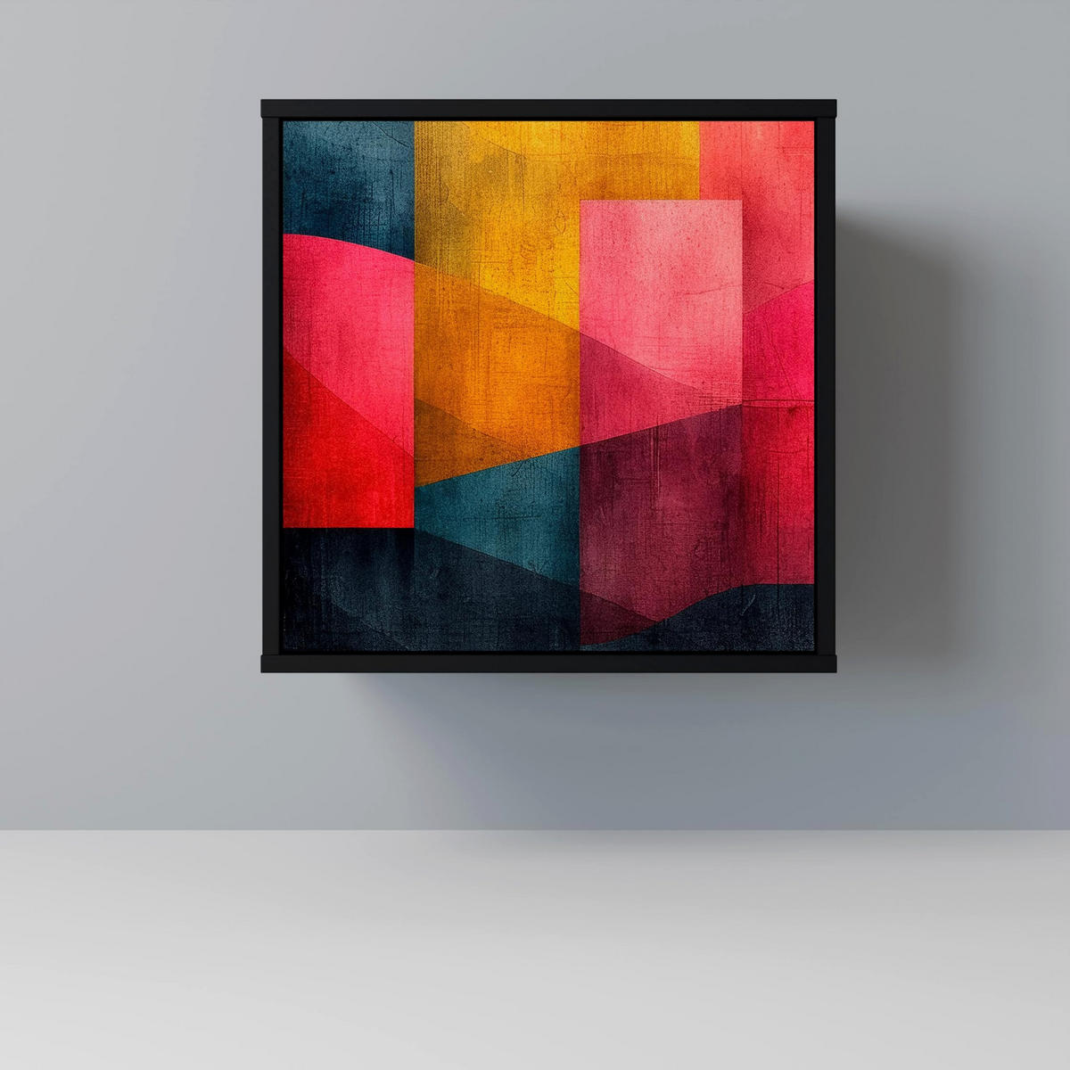 SIDEBOARD COLORFUL SOUNDS, Schwarz, 57,5x42x57,5 cm, Ohne Füße - Multicolor/Schwarz, Holzwerkstoff (57.5/57.5/42cm) - SpaceRebels