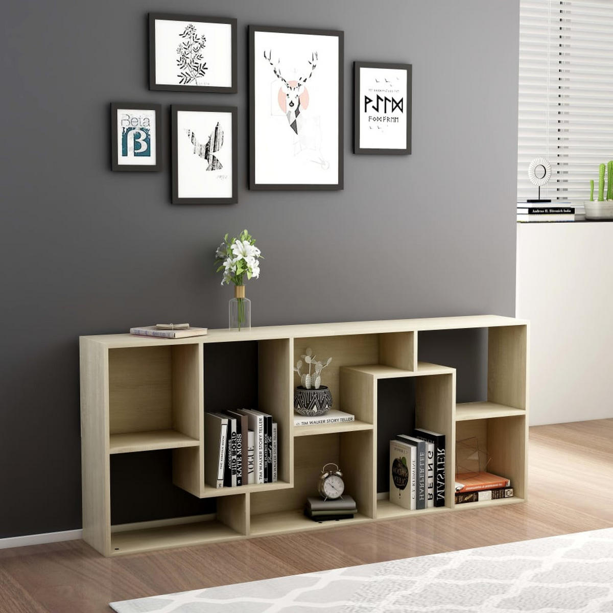 BÜCHERREGAL mit 8 Fächern 67/24/161 cm aus Holzwerkstoff Sonoma-Eiche Dekor - Sonoma Eiche, Holz (67/161/24cm) - vidaXL