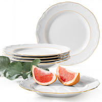 SPEISETELLER Chodziez MARIA TERESA 6-tlg Porzellan mit Goldrand, Weiß / Gold - Goldfarben/Weiß, Keramik (25cm) - KONSIMO®