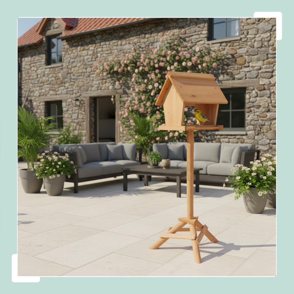 VOGELFUTTERHAUS - Orange, Holz (32/107/27cm) - Relaxdays