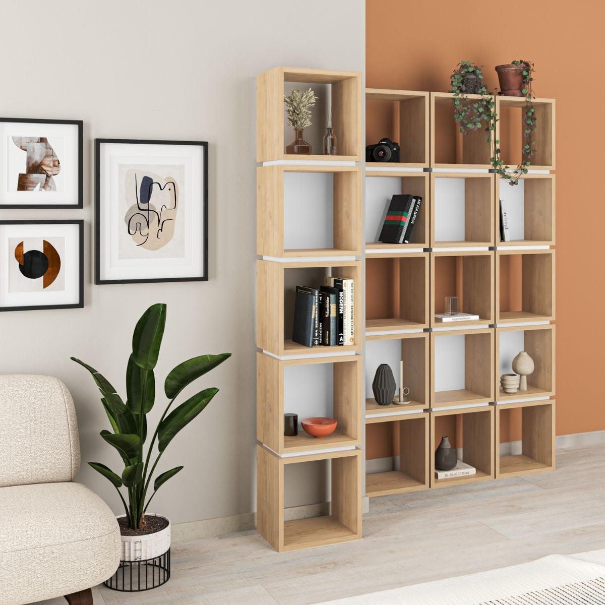 REGAL 5 Fächer H167 cm - Lofty - Weiß, Holzwerkstoff (22/167/32cm) - Calicosy