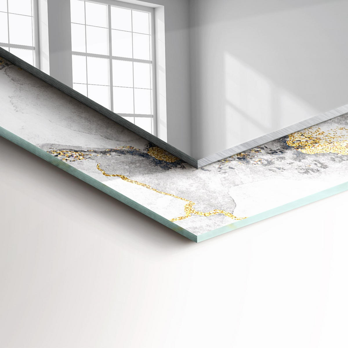SPIEGEL 60 x 60 cm Rechteckig mit Aufdruck - Grau, Glas (60/60/0.4cm) - TULUP