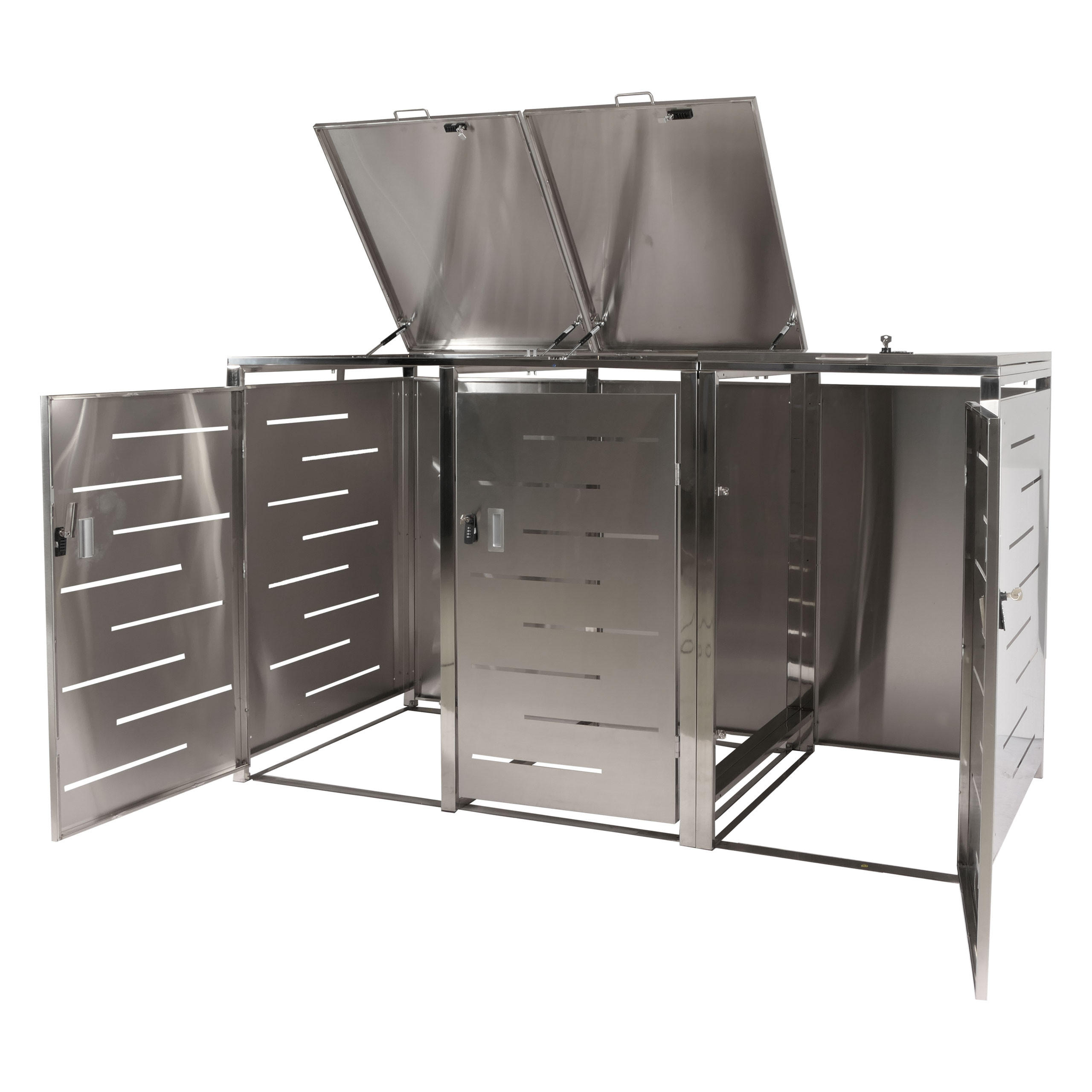 3ER-MÜLLTONNENVERKLEIDUNG Silber - Silberfarben, Metall (197/116/80cm) - MCW