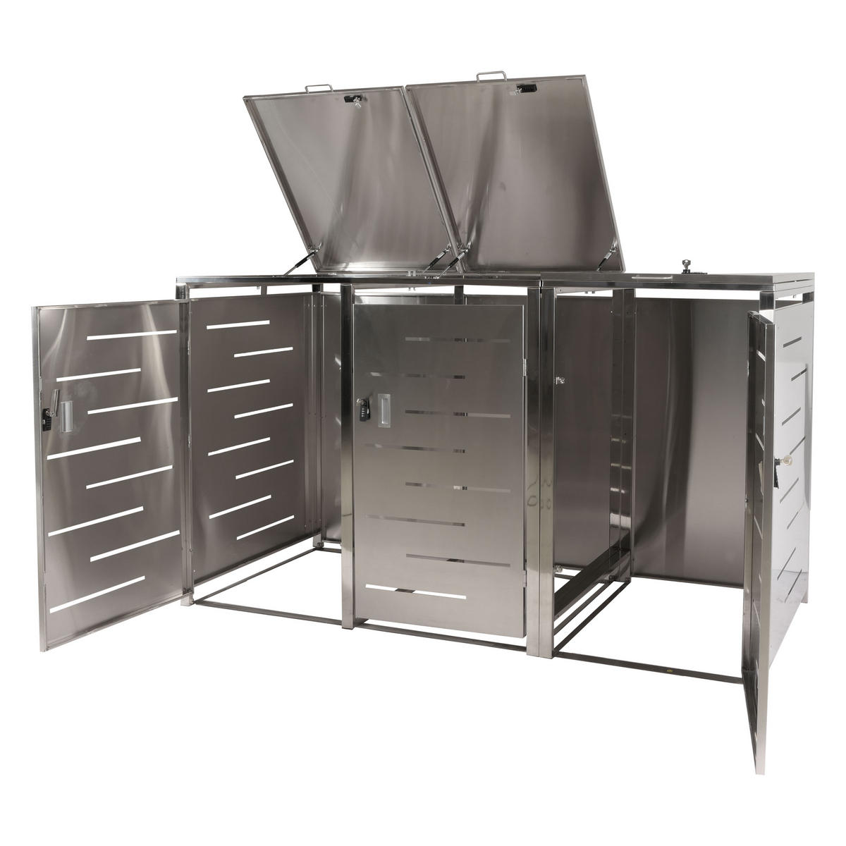 3ER-MÜLLTONNENVERKLEIDUNG Silber - Silberfarben, Metall (197/116/80cm) - MCW