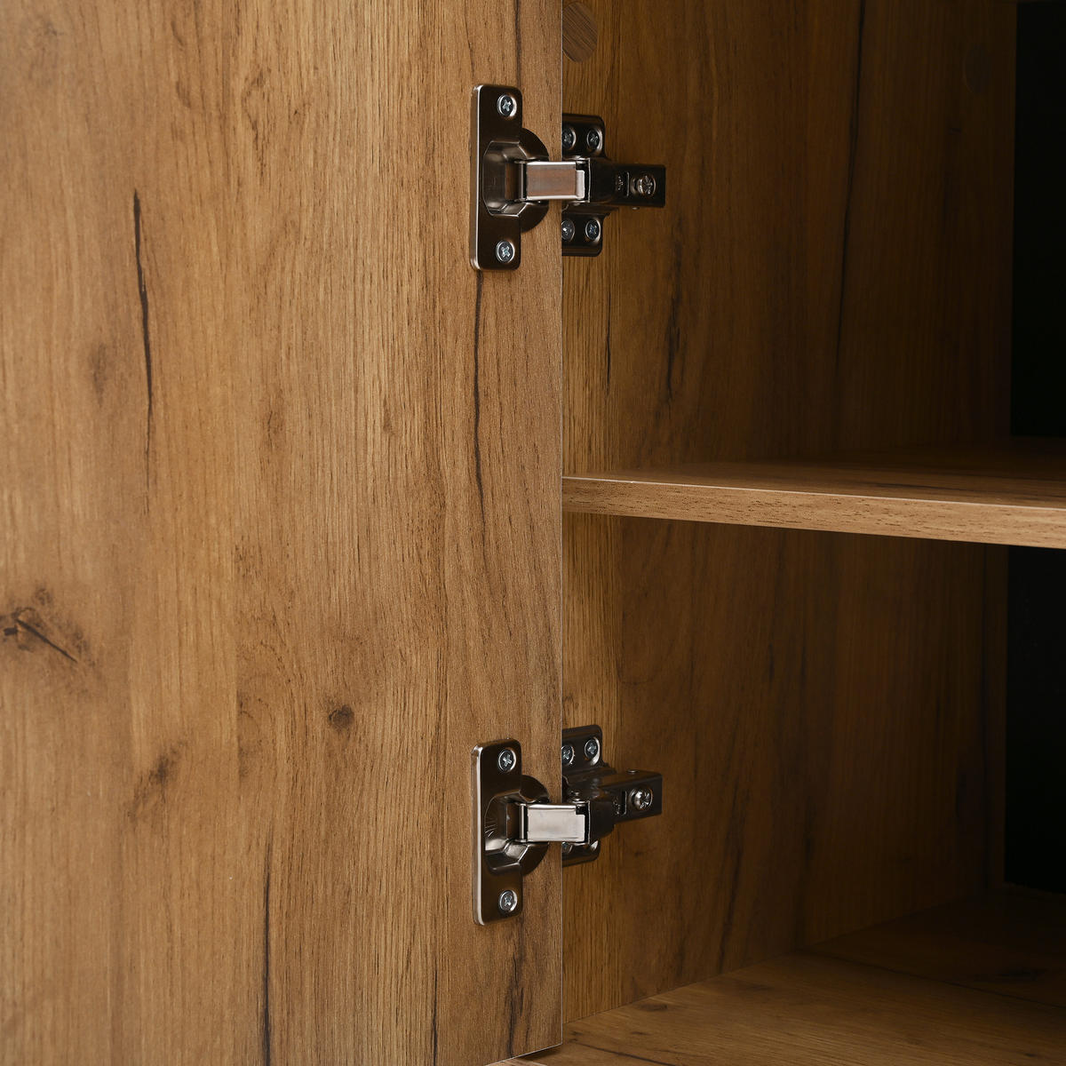 GARDEROBE Schuhschrank 2 Türen mit Haken B70xT36xH146 Schwarz Natur - Multicolor, Holzwerkstoff (36/146/70cm) - FLIEKS