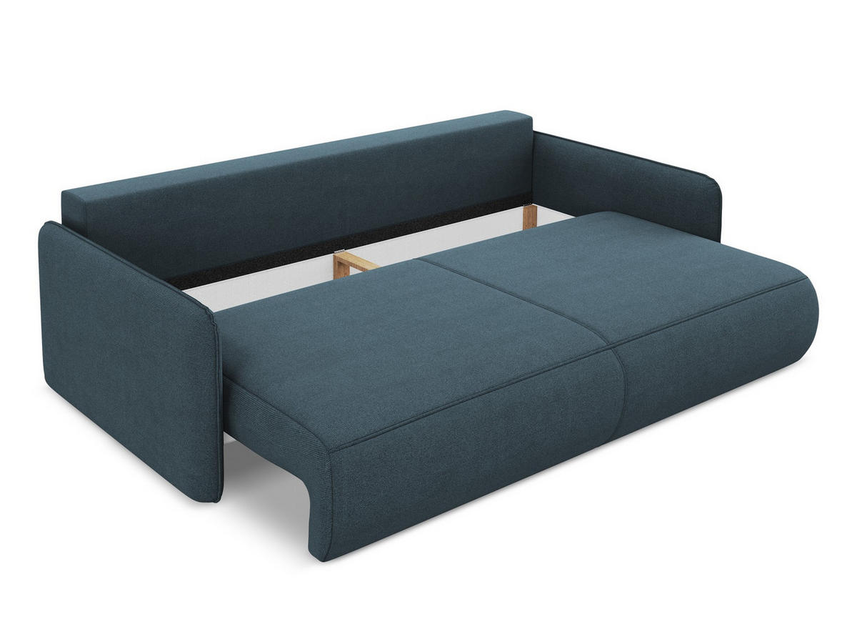 3-SITZER SOFA mit Schlaffunktion Strukturstoff Stoff Blau - Blau/Blaugrau, Kunststoff/Textil (216/86/105cm) - Makamii