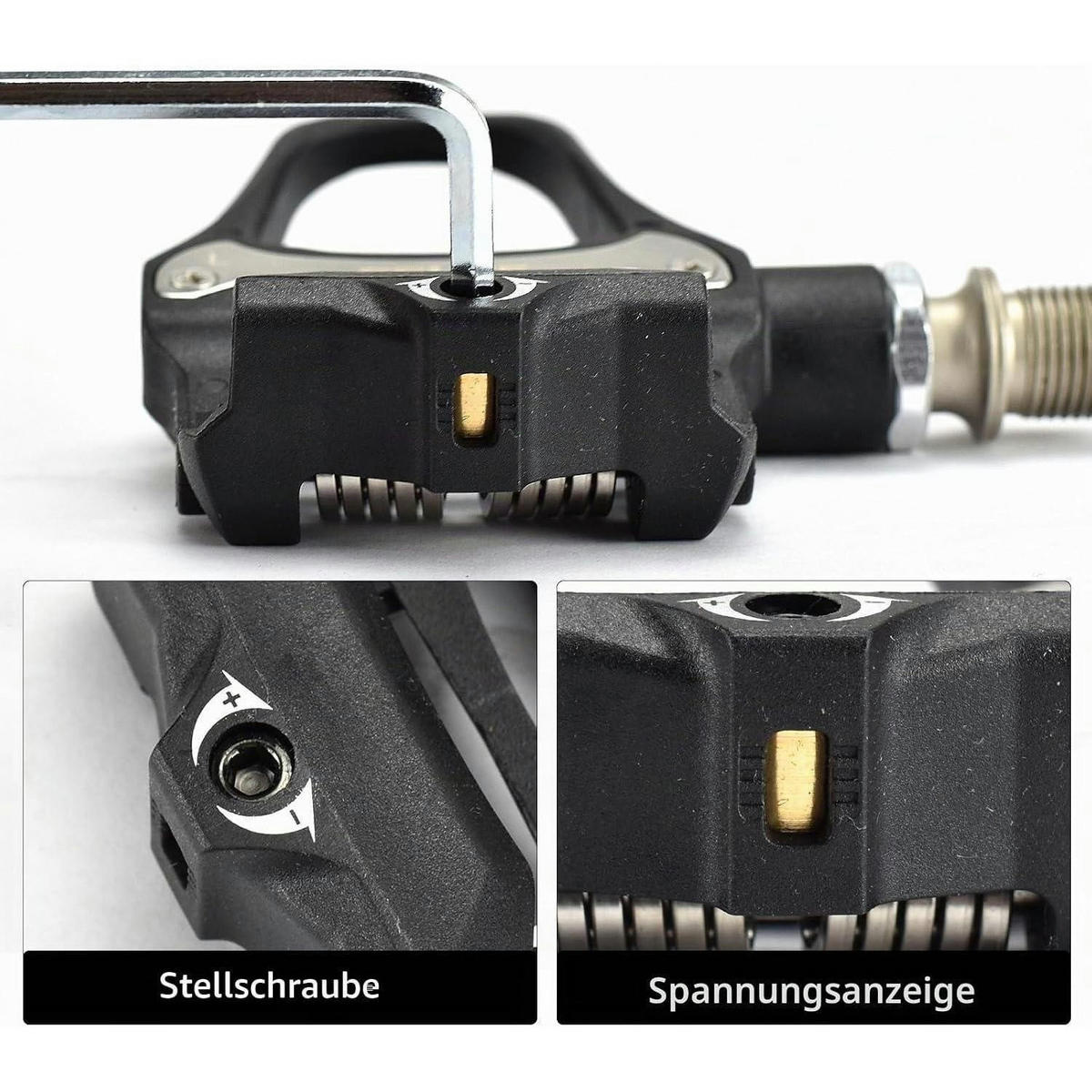 RENNRADPEDALE Klickpedale mit Cleats und Montagematerial 9 x 10 cm - Schwarz, Metall (9/1.5/10cm)