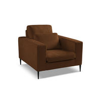 SESSEL Chenille Stoff Orange - Terra cotta/Schwarz, Holzwerkstoff/Textil (93/88/105cm) - Makamii