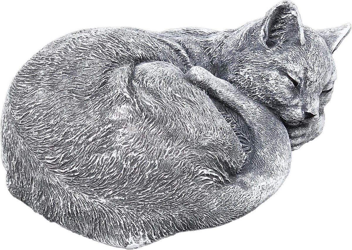 STEINFIGUR Katze Klara schlafend Frostfest massiver Steinguss - Grau, Stein (30/15/28cm) - stoneandstyle