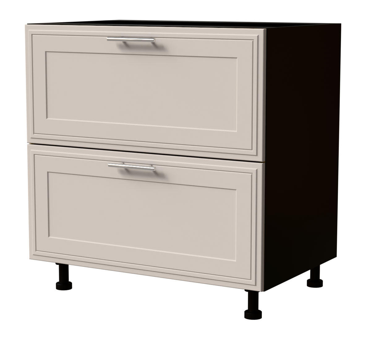 SCHUBLADENUNTERSCHRANK Salo D2/80 Schwarz / Kaschmir Matt 80 / 50 / 82cm - HETTICH Vollauszug - Kaschmir/Schwarz, Holz/Holzwerkstoff (80/82/50cm) - Feldmann-Wohnen